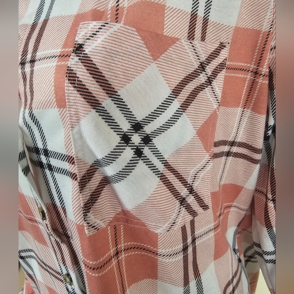 Justice Long Sleeve Plaid Button Down Size L - Picture 7 of 11